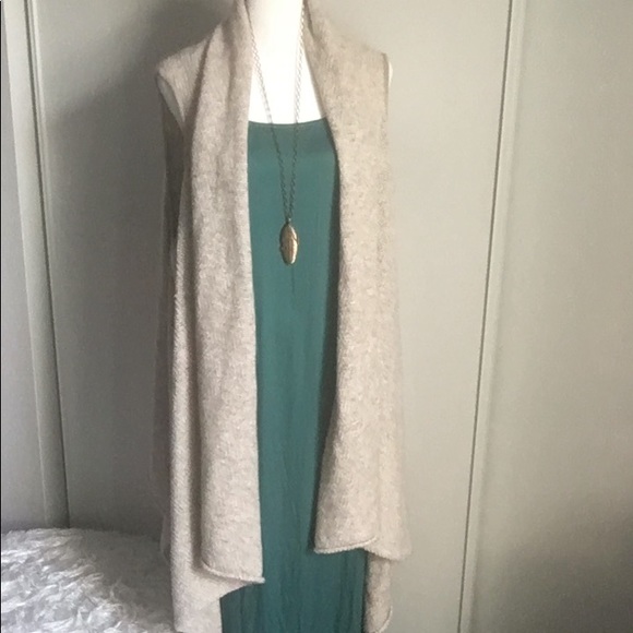 Gran Sasso Italian Designer Draped Wool Blend Sweater Vest Open Front Cardigan